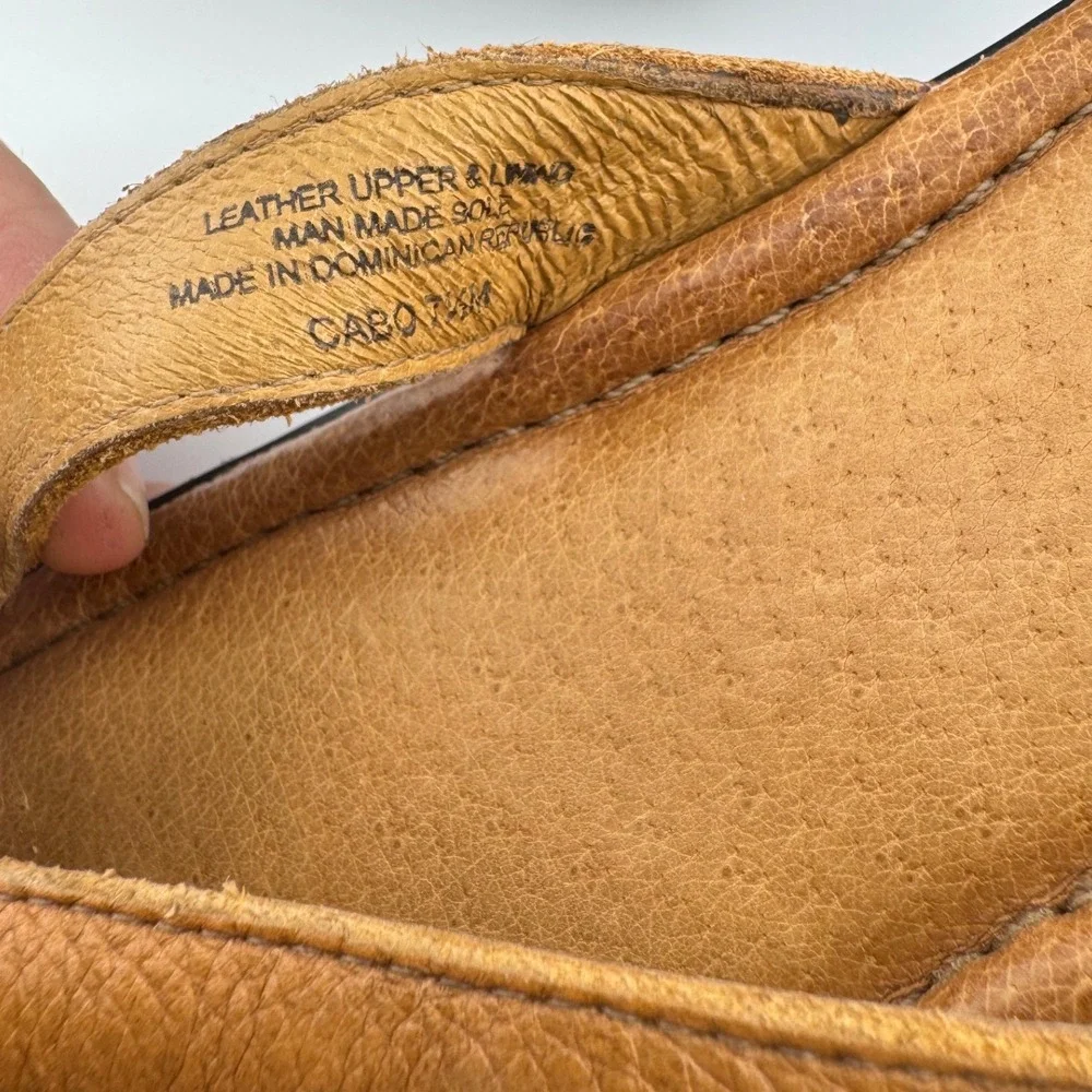 Nature Portland Cabo Wedge Sandals 7.5 Tan Good Leather‎ Thong Platform (1886)